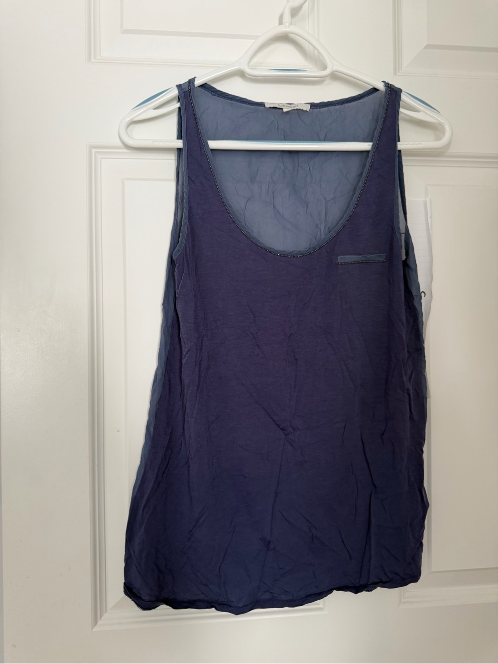 Women's Scoop Neck Layered Navy Tank Top